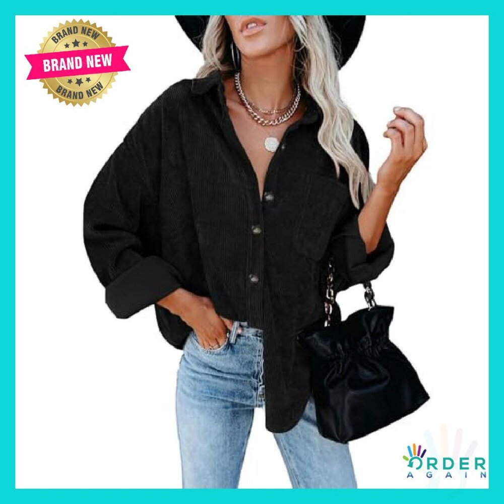 Corduroy Shacket Jacket Button Down Blouse Oversi… - image 4